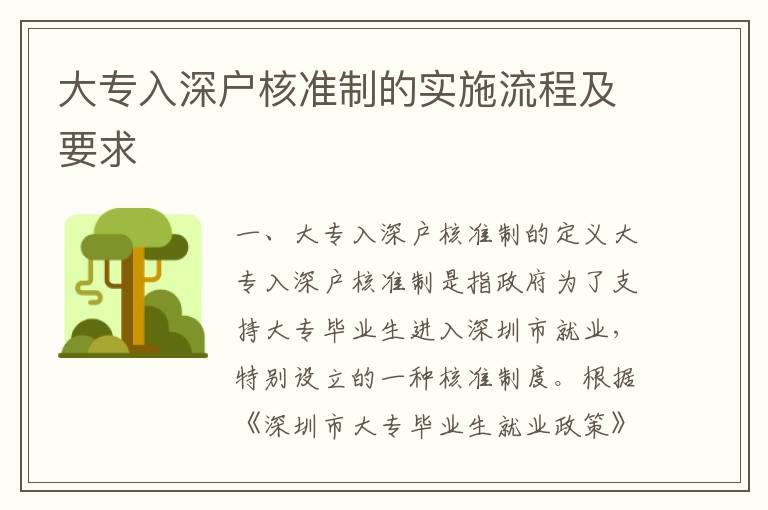 大專入深戶核準(zhǔn)制的實(shí)施流程及要求