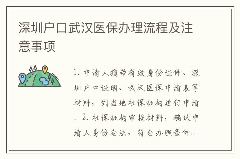 深圳戶口武漢醫(yī)保辦理流程及注意事項(xiàng)