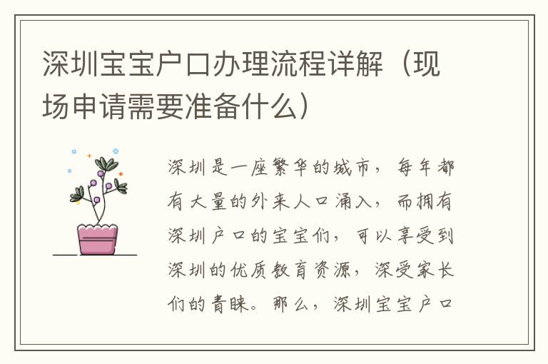 深圳寶寶戶口辦理流程詳解（現(xiàn)場申請需要準(zhǔn)備什么）