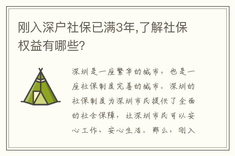 剛入深戶社保已滿3年,了解社保權益有哪些？