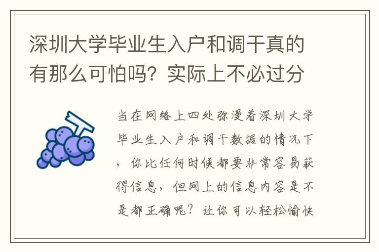 深圳大學畢業生入戶和調干真的有那么可怕嗎？實際上不必過分焦慮