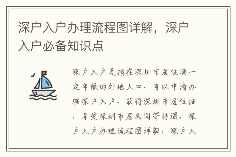 深戶入戶辦理流程圖詳解，深戶入戶必備知識點
