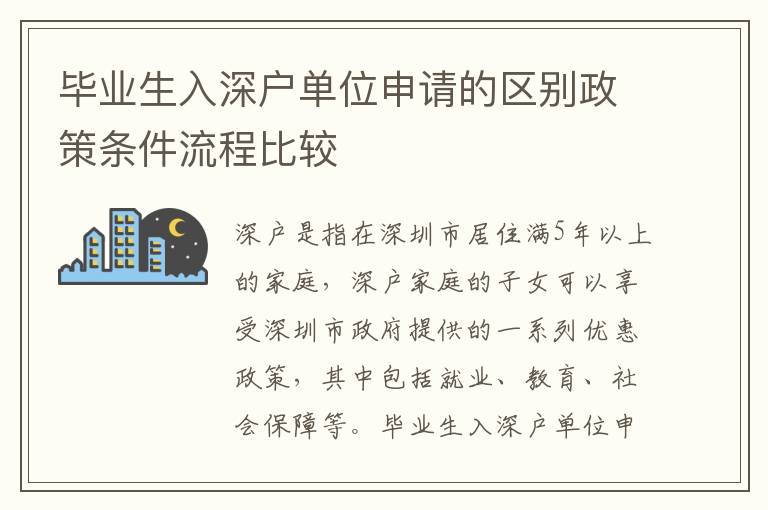 畢業(yè)生入深戶單位申請(qǐng)的區(qū)別政策條件流程比較