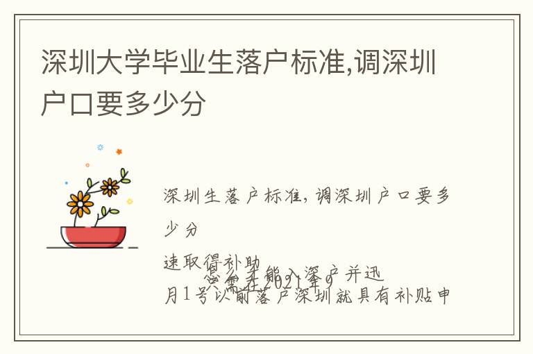 深圳大學(xué)畢業(yè)生落戶標(biāo)準(zhǔn),調(diào)深圳戶口要多少分