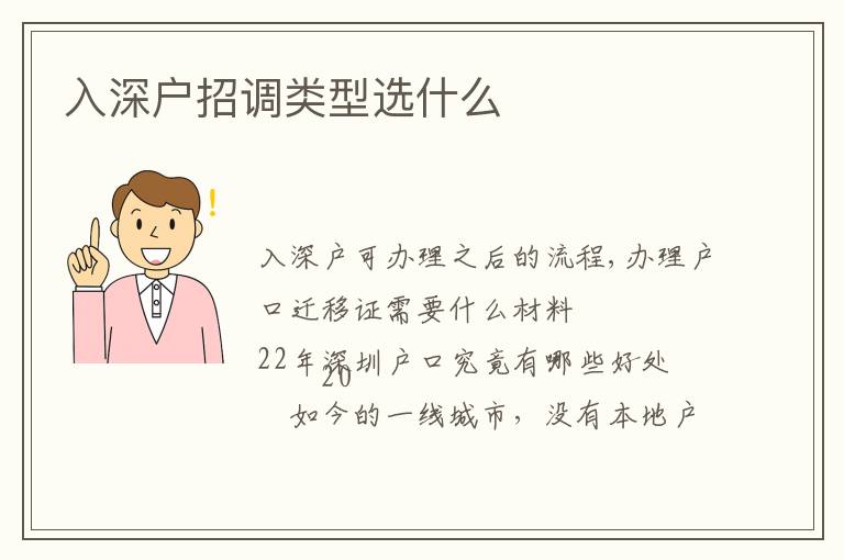 入深戶招調(diào)類型選什么