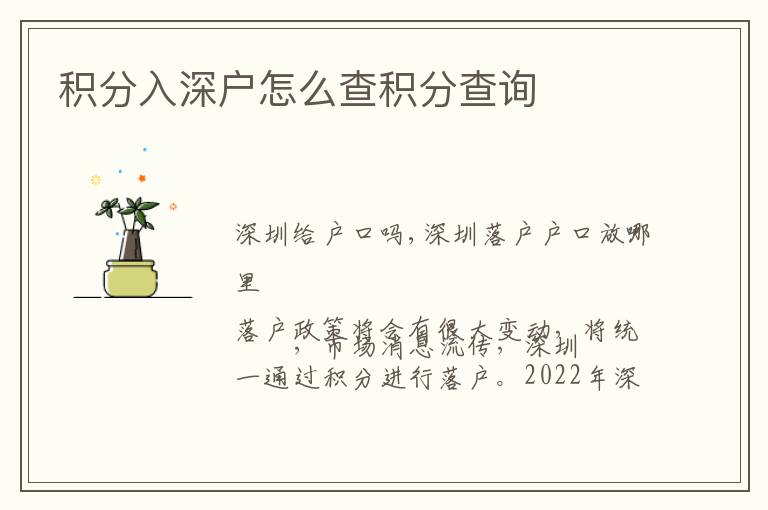 積分入深戶(hù)怎么查積分查詢(xún)