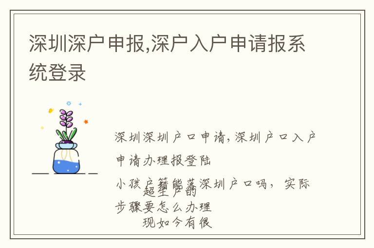 深圳深戶申報(bào),深戶入戶申請(qǐng)報(bào)系統(tǒng)登錄