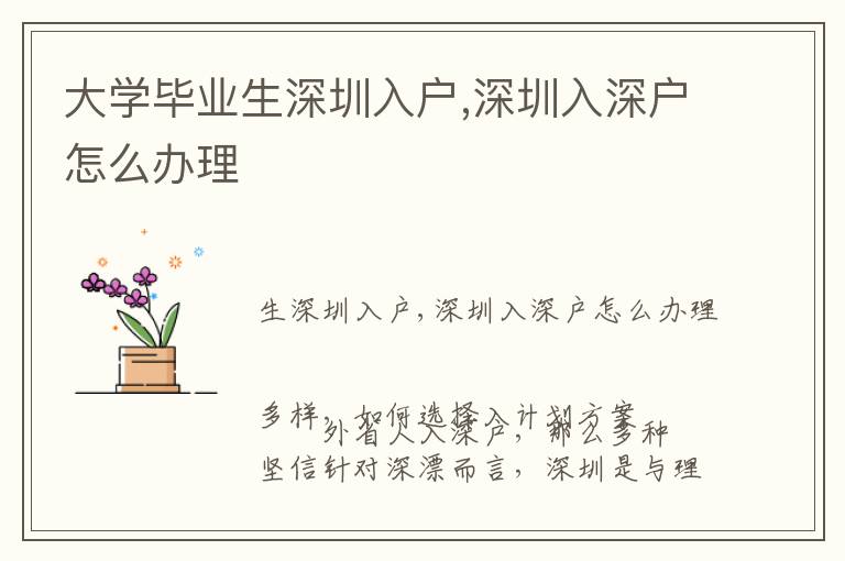 大學畢業(yè)生深圳入戶,深圳入深戶怎么辦理