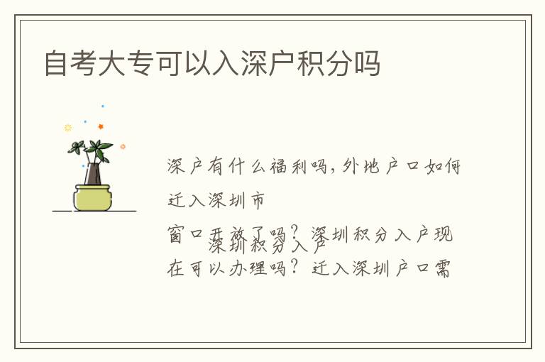 自考大專可以入深戶積分嗎