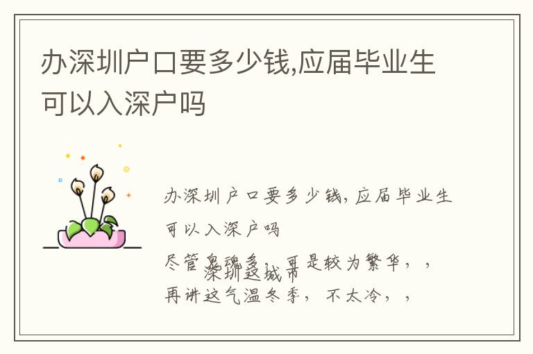 辦深圳戶口要多少錢,應(yīng)屆畢業(yè)生可以入深戶嗎