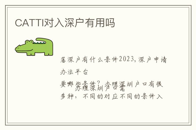 CATTI對(duì)入深戶有用嗎