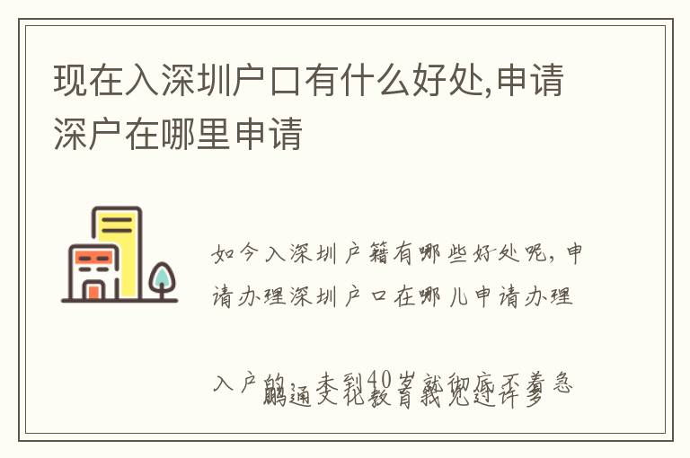 現(xiàn)在入深圳戶口有什么好處,申請(qǐng)深戶在哪里申請(qǐng)