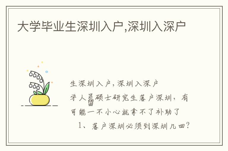 大學畢業(yè)生深圳入戶,深圳入深戶