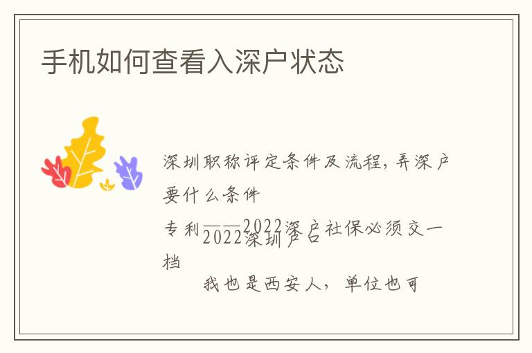 手機(jī)如何查看入深戶狀態(tài)