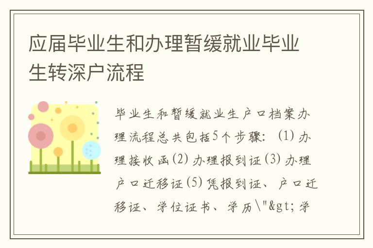 應屆畢業(yè)生和辦理暫緩就業(yè)畢業(yè)生轉(zhuǎn)深戶流程