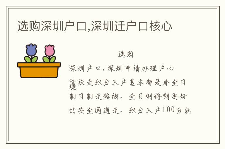選購(gòu)深圳戶口,深圳遷戶口核心