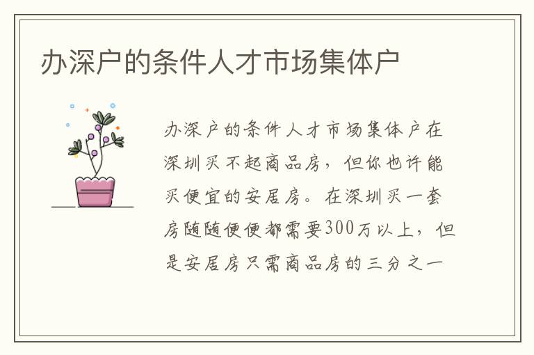 辦深戶的條件人才市場(chǎng)集體戶