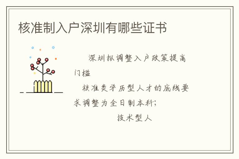 核準(zhǔn)制入戶深圳有哪些證書