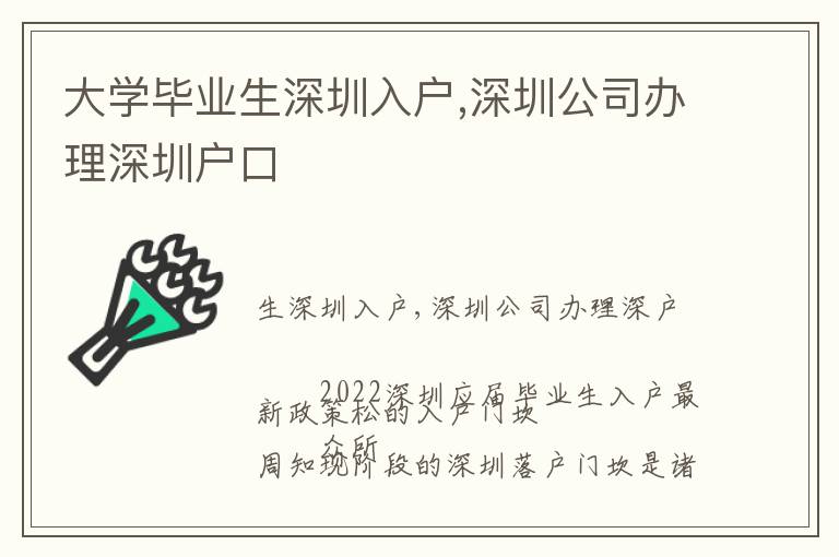 大學畢業(yè)生深圳入戶,深圳公司辦理深圳戶口
