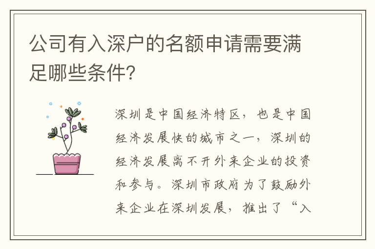 公司有入深戶的名額申請(qǐng)需要滿足哪些條件？