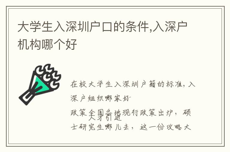 大學(xué)生入深圳戶口的條件,入深戶機(jī)構(gòu)哪個(gè)好