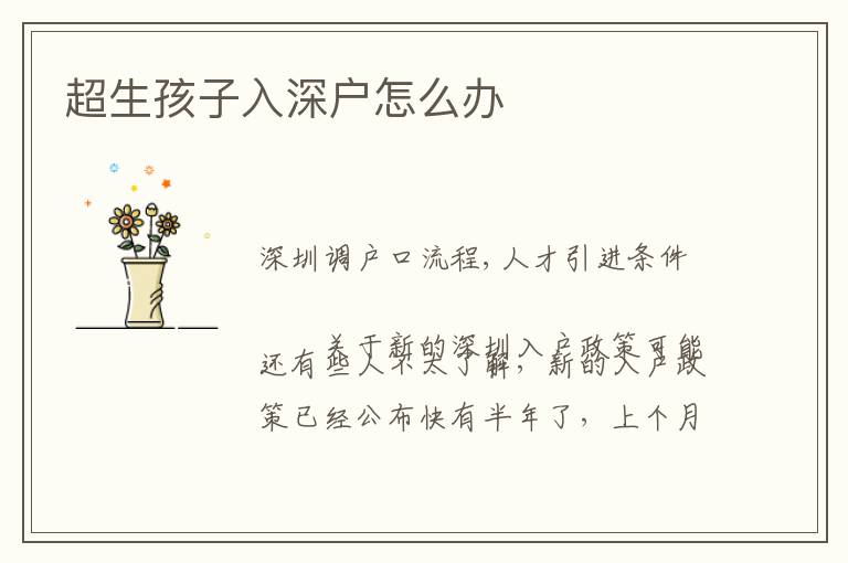 超生孩子入深戶(hù)怎么辦