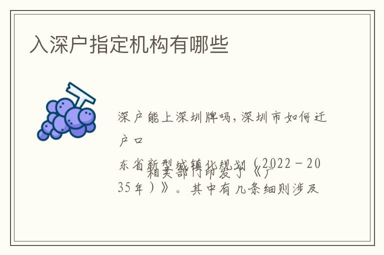 入深戶指定機構(gòu)有哪些