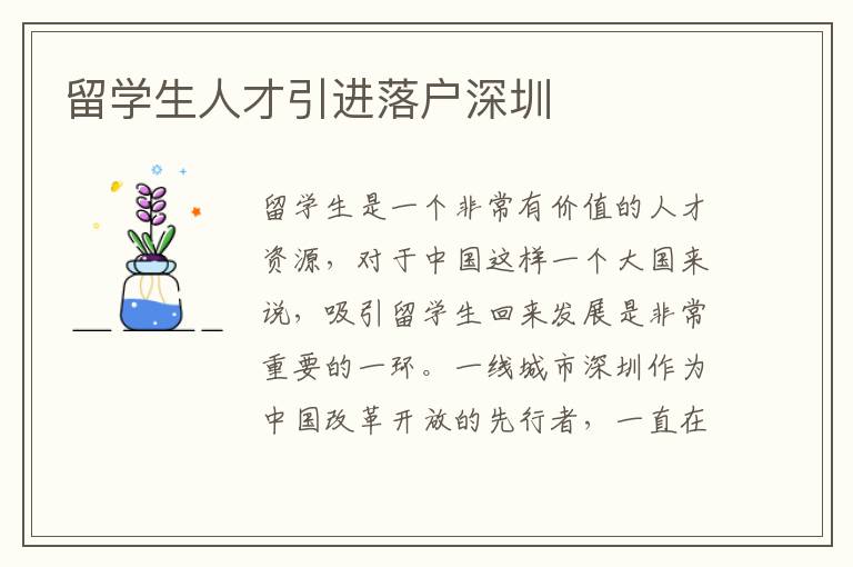留學生人才引進落戶深圳