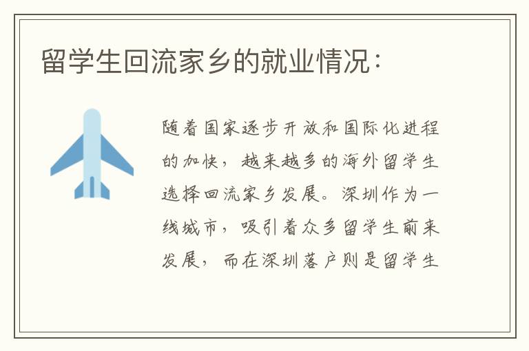 留學(xué)生回流家鄉(xiāng)的就業(yè)情況：