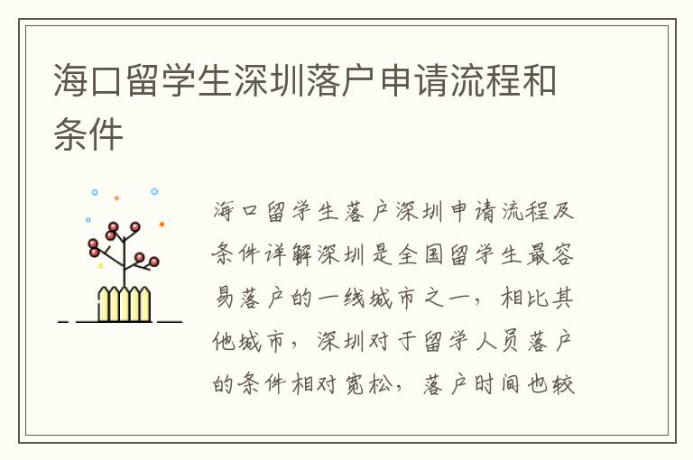 海口留學(xué)生深圳落戶申請流程和條件