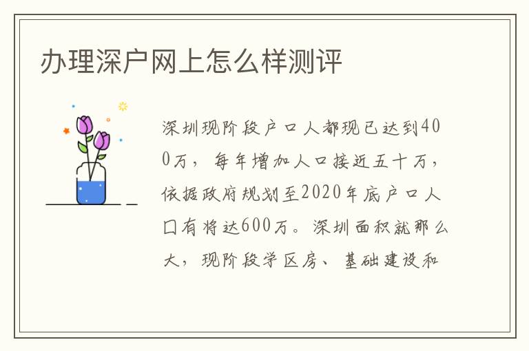 辦理深戶網(wǎng)上怎么樣測評